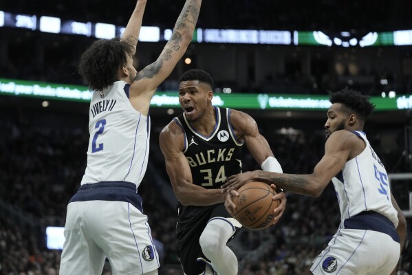 Antetokounmpo scores 40 as Bucks top Mavericks 132-125 | AP News